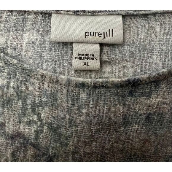 New w/o Tags; Pure Jill Linen Blend Oversized Top Gray Short Sleeve XL - Picture 2 of 4